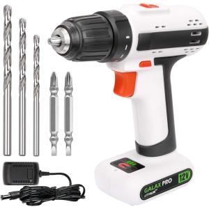 image:imageGALAX PRO Drill Driver Lightweight 12V 2 Speed Cordless Drill Maximum Torque 25 NM 38 Inch Keyless Chuck Streamlined Design with 6 Accessories