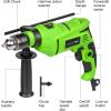 image:imageGALAX PRO 45Amp 03000RPM Corded Hammer Drill 5pcs Bit Hammer and Drill 2 Functions in 1 with 12 Variable Speed 12 Inch Keyed Metal Chuck 360Rotating HandleHammerdrill with 13pcs Accessories