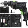 image:imageGALAX PRO 45Amp 03000RPM Corded Hammer Drill 5pcs Bit Hammer and Drill 2 Functions in 1 with 12 Variable Speed 12 Inch Keyed Metal Chuck 360Rotating HandleHammerdrill with 105pcs Accessories