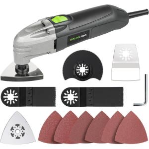 image:imageGALAX PRO 22000 OPM 15A Oscillating Multi Tool 3 Degree Oscillating Angle with 3 Pieces Saw Blades 1 Piece Semi Circle Blade Sanding Plate 6 Pieces Sanding Papers for Grinding20A