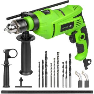 image:imageGALAX PRO 45Amp 03000RPM Corded Hammer Drill 5pcs Bit Hammer and Drill 2 Functions in 1 with 12 Variable Speed 12 Inch Keyed Metal Chuck 360Rotating HandleHammerdrill with 13pcs Accessories
