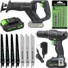 image:imageGALAX PRO 20 V Max Cordless Combo Kit 20 Nm Impact Drill Driver Reciprocating Saw 03000 SPM 13 Ah Liion Battery Pack with Charger and 7 Pieces blades
