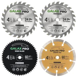 image:imageGALAX PRO Saw Blade Set Pack of 4 Assorted 60T HSS Metal24T TCT WoodDiamond 412Inch Circular Saw Blade with 38 Arbor for Fast Cutting